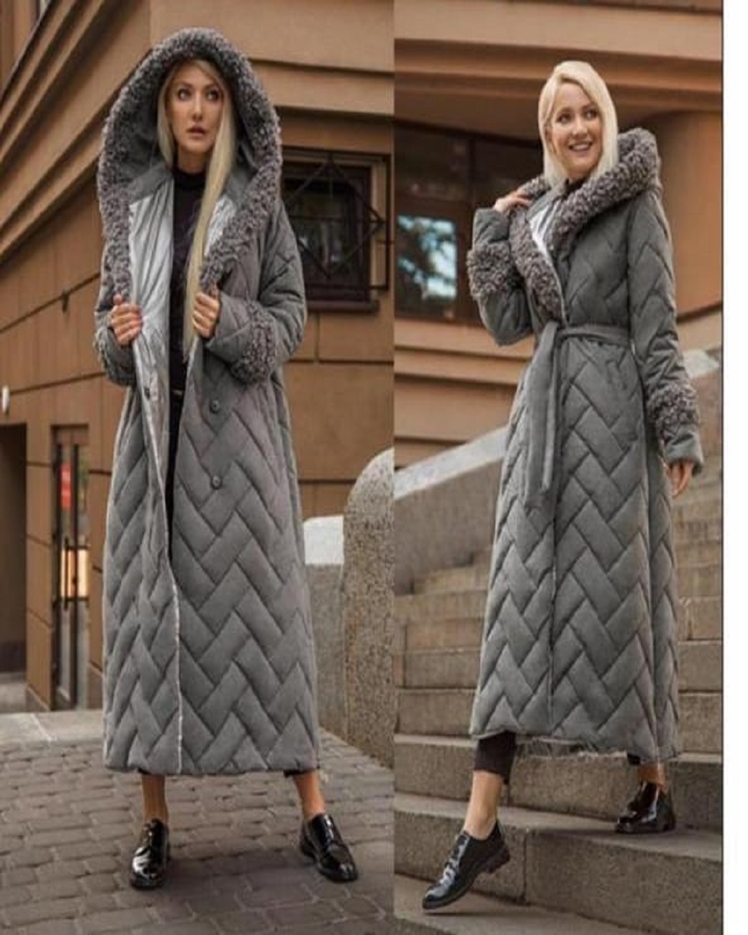 Утеплённое простеганное пальто
